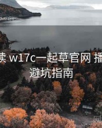 上手必读 w17c一起草官网 播放链路 避坑指南